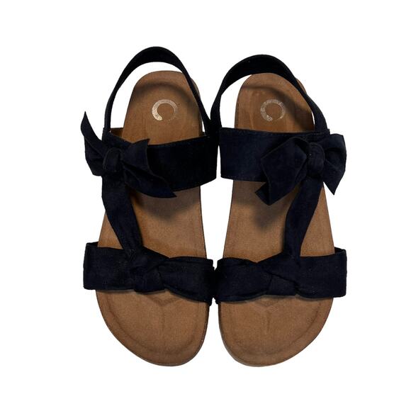 Journee Collection Xanndra Multi Strap Flat Navy Knotted Bow Sandal Size 9.5 New - Picture 2 of 12